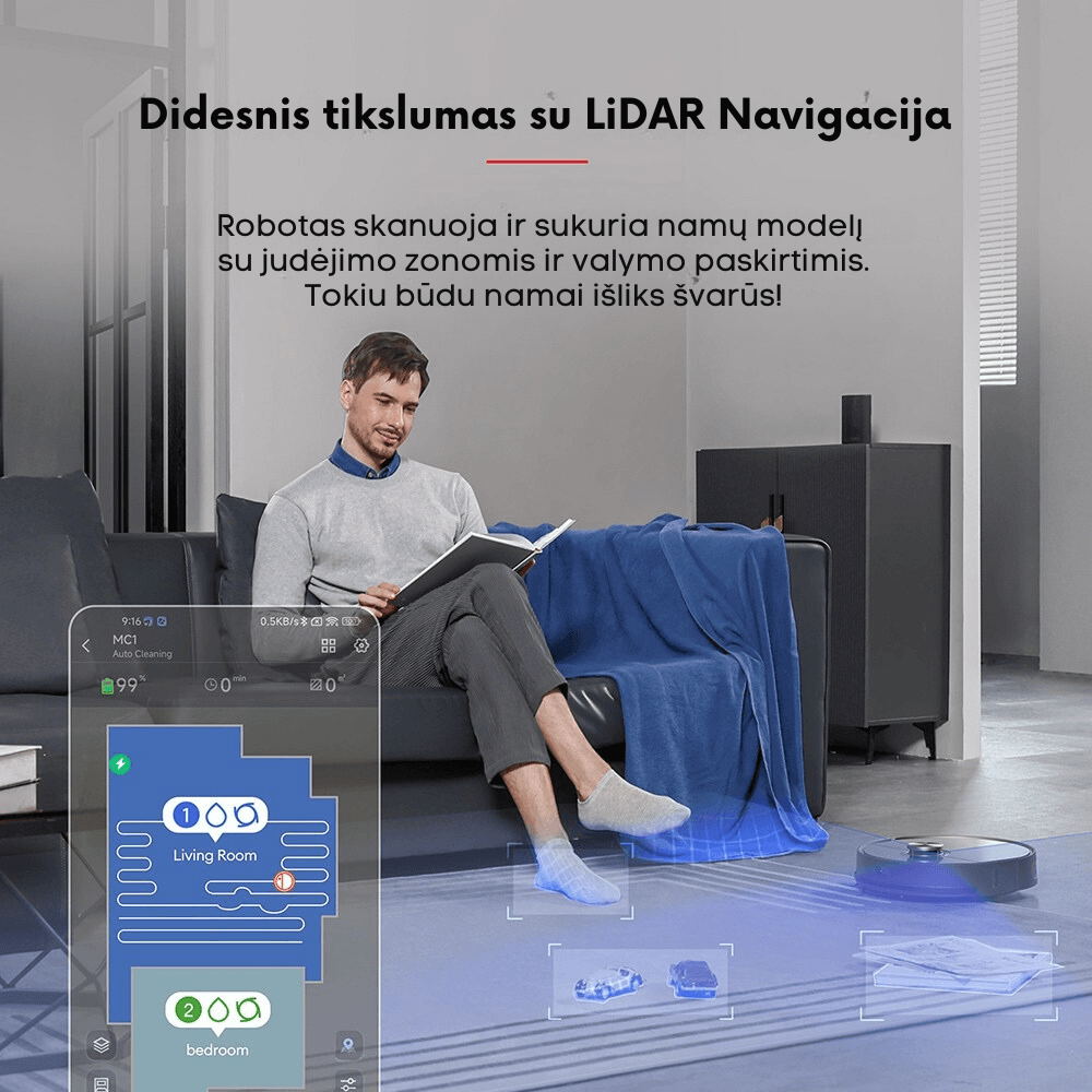 Ultenic MC1 plaunantis Robotas siurblys - Tylus ir efektyvus valymas su galingu siurbimu