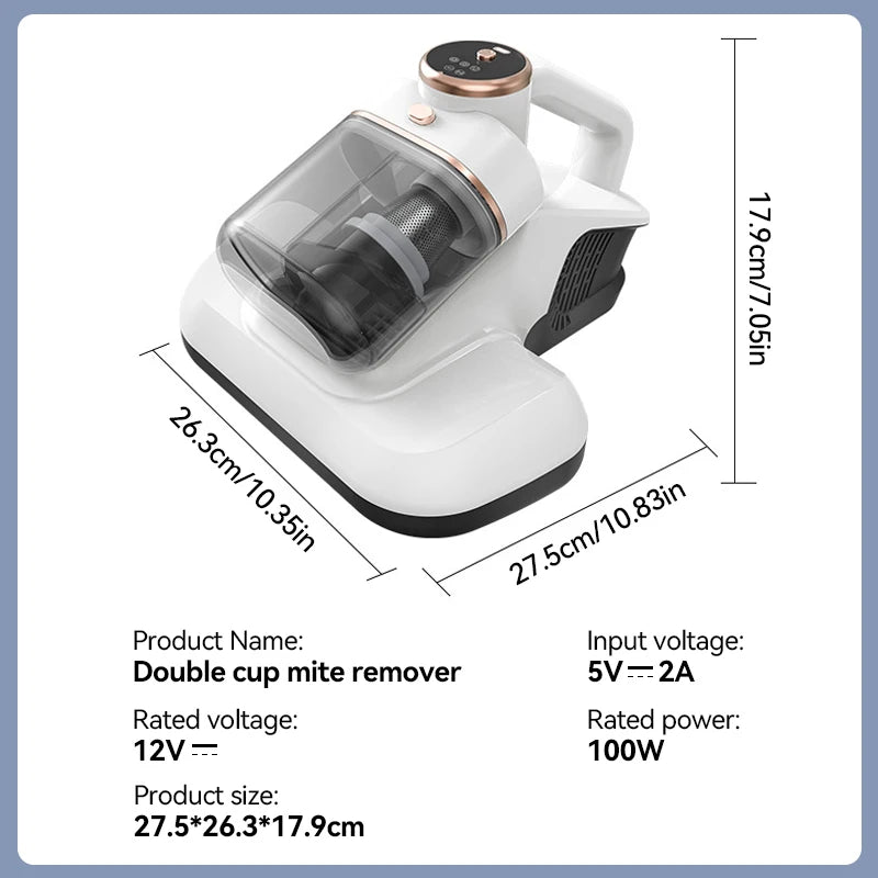 Belaidis Dulkių erkučių siurblys su dviguba talpa