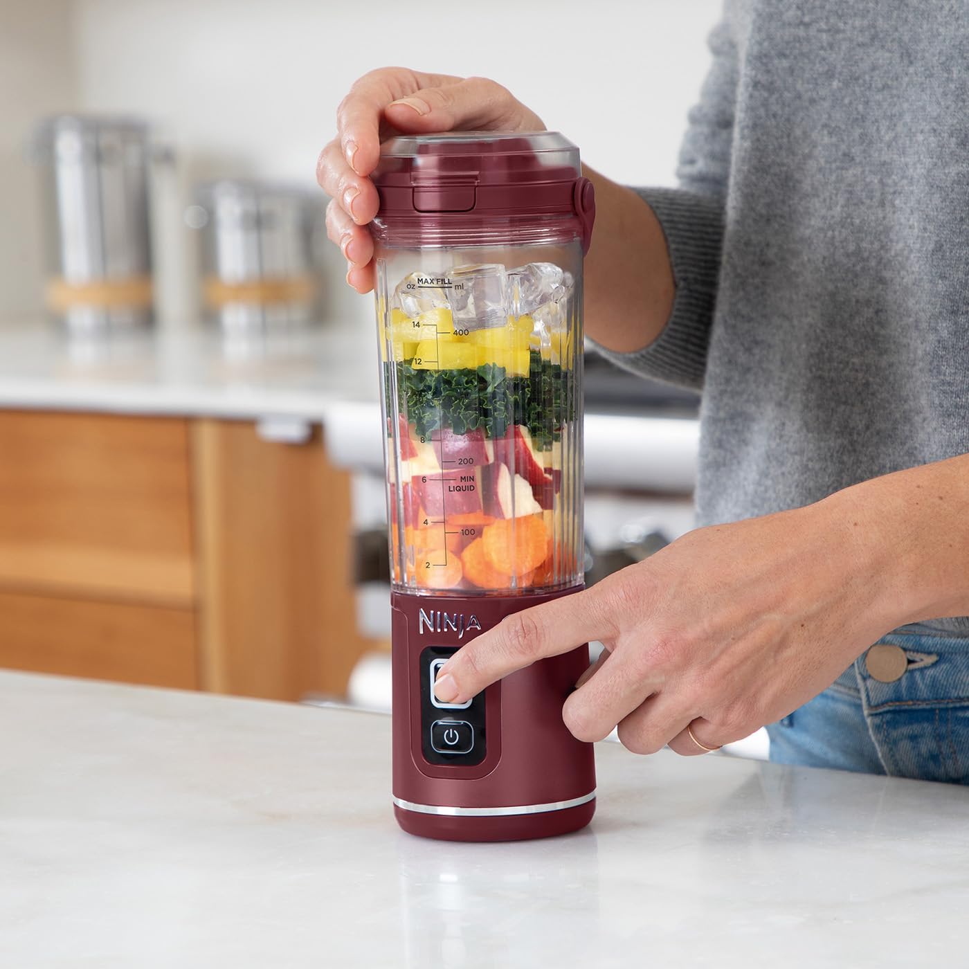 Ninja BC151EUCR Nešiojama belaidė kokteilinė 0.5l lengvai valoma