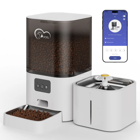 Išmanus gyvūnų maisto dozatorius DOEL 2-in-1