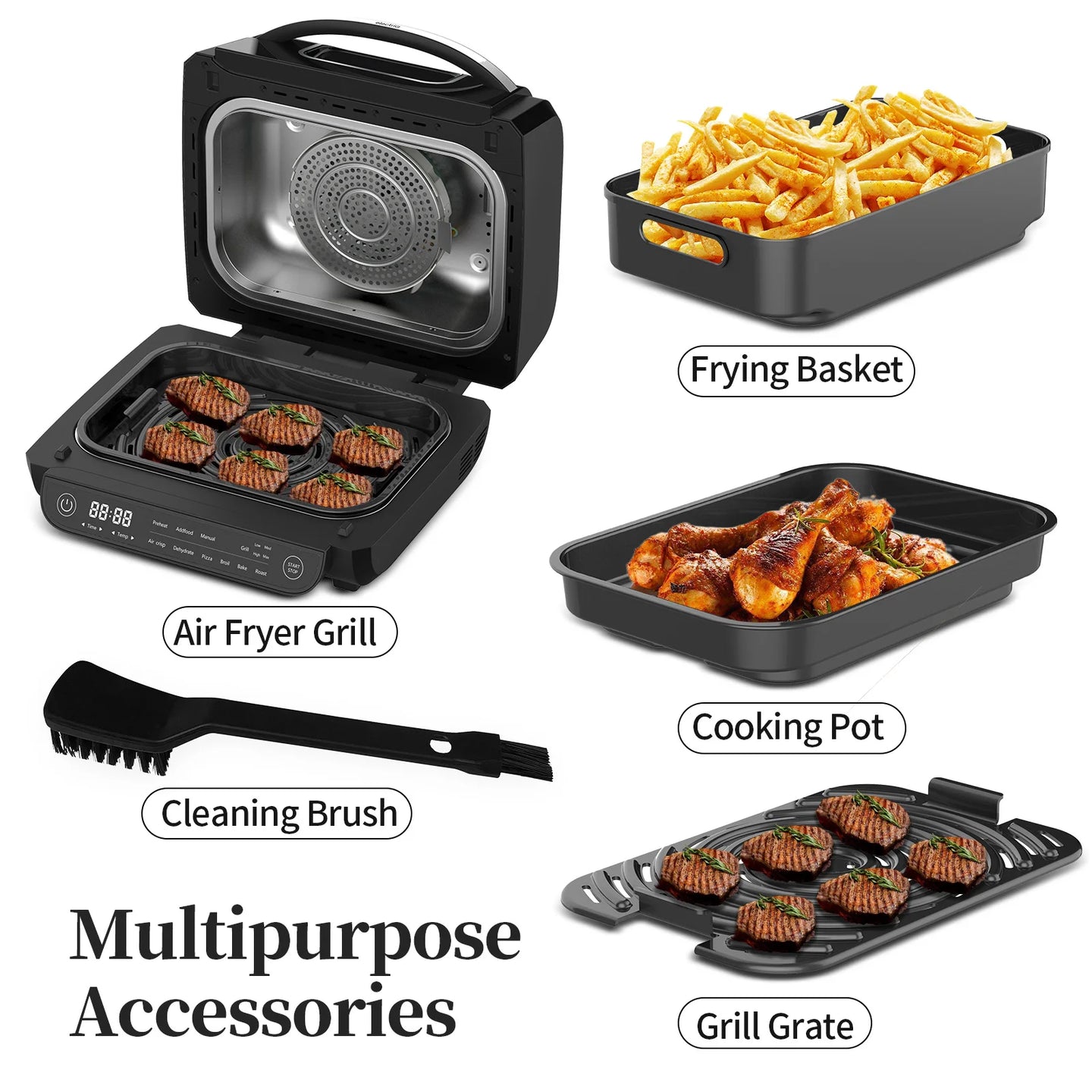 Grilis - Karšto oro gruzdintuvė 6L TopStrong 8 in 1