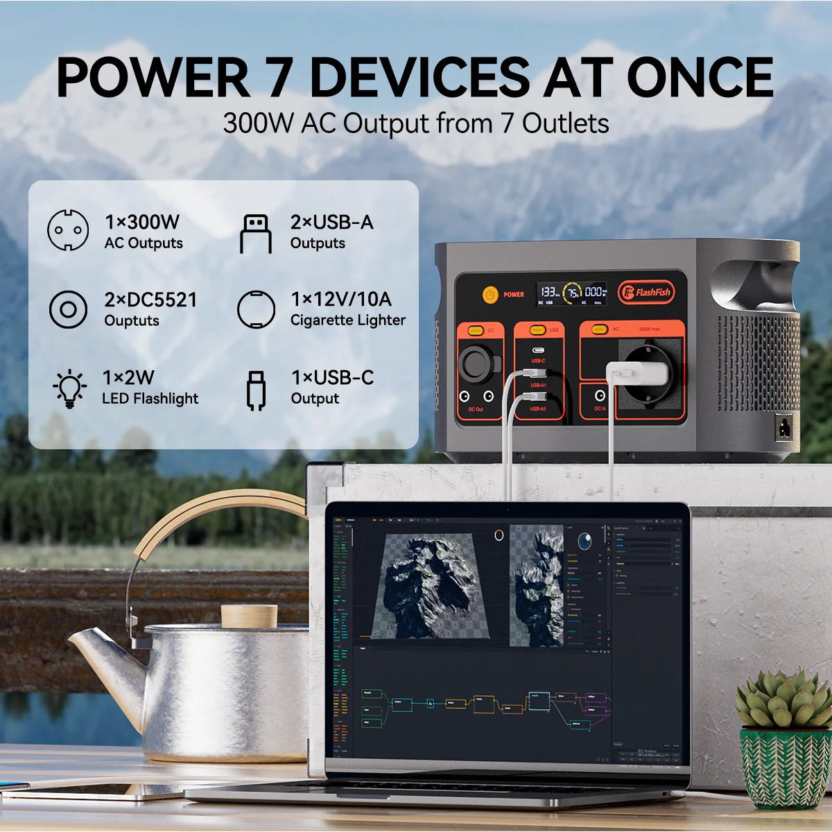 Nešiojama elektros stotelė FlashFish E103 300W 179.2WH