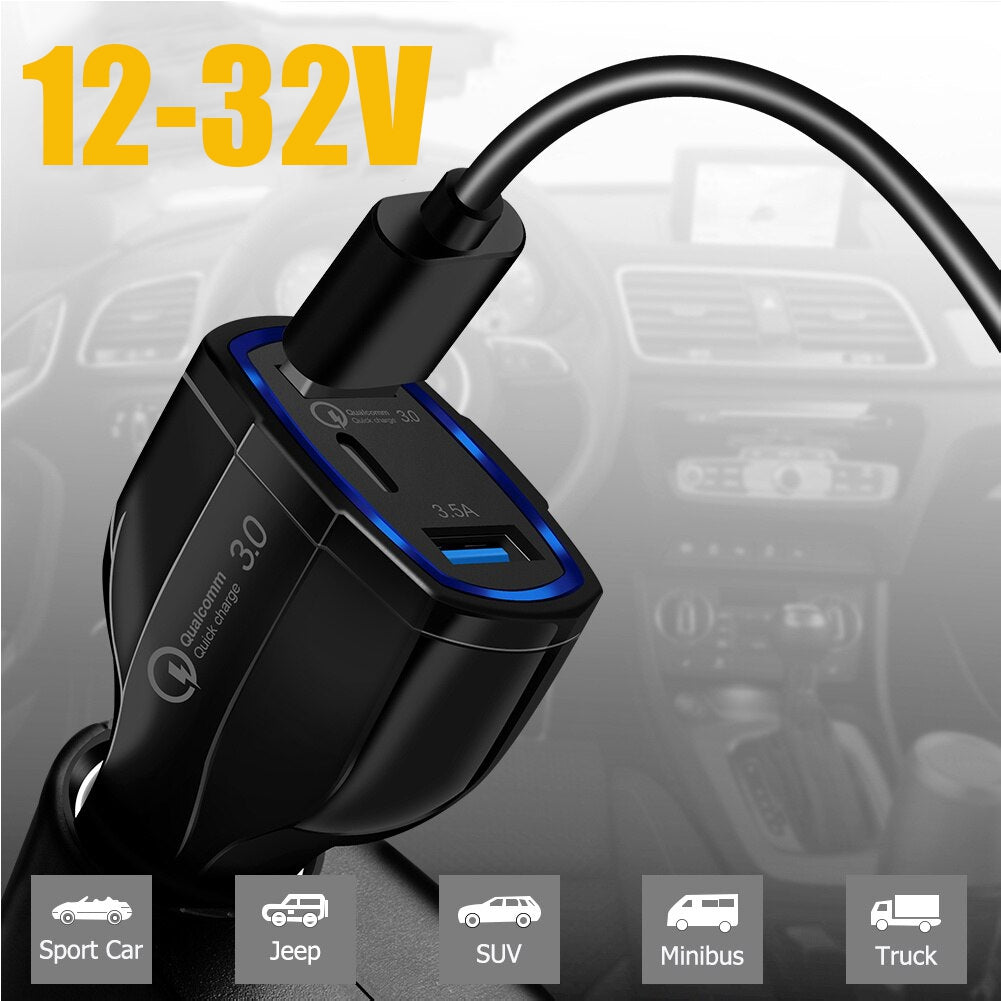 Auto Įkroviklis QC 3.0 TYPE-C